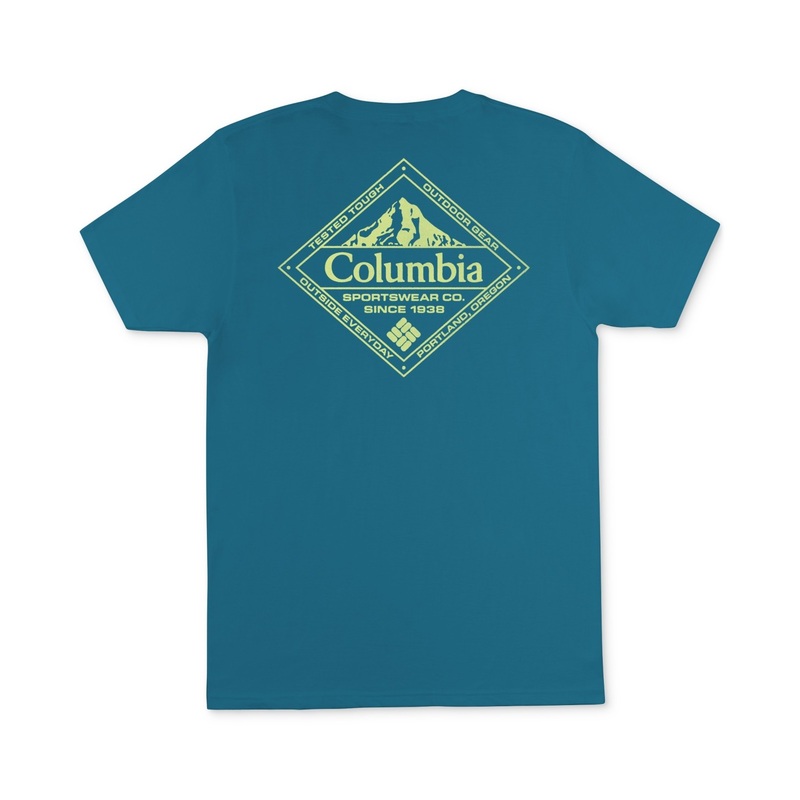 Columbia Men Regular fit Short Sleeve Graphic T-Shirt Shirt Large Blue Solid