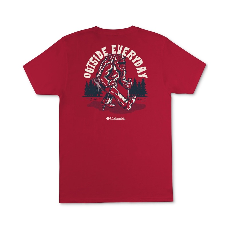 Columbia Men Regular fit Short Sleeve Graphic T-Shirt Shirt Medium Red Solid