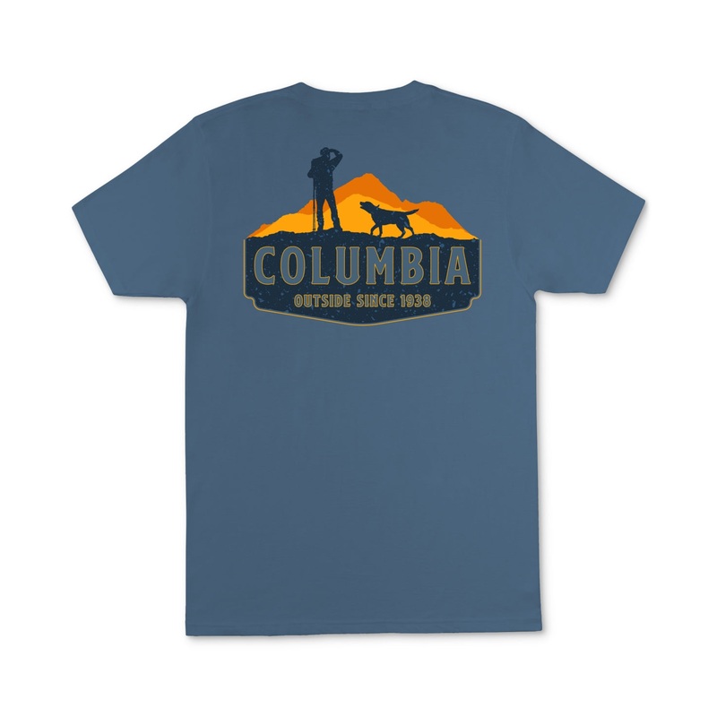 Columbia Men Regular fit Short Sleeve Graphic T-Shirt Shirt Small Blue Solid