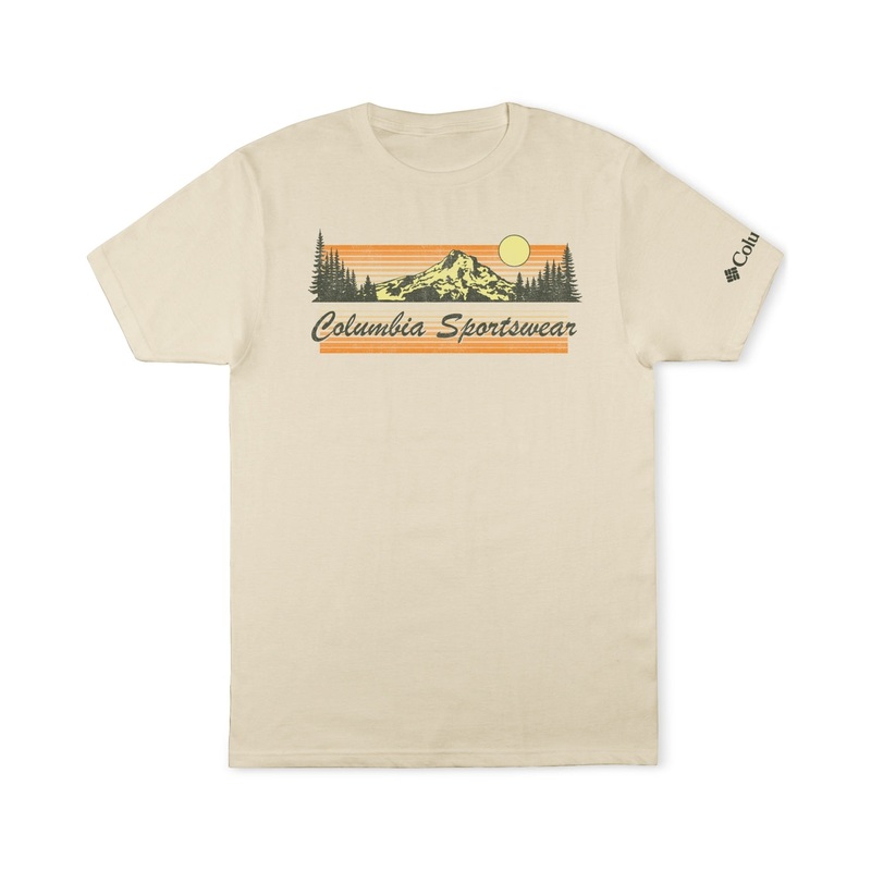 Columbia Men Regular fit Short Sleeve Graphic T-Shirt Shirt Small White Solid