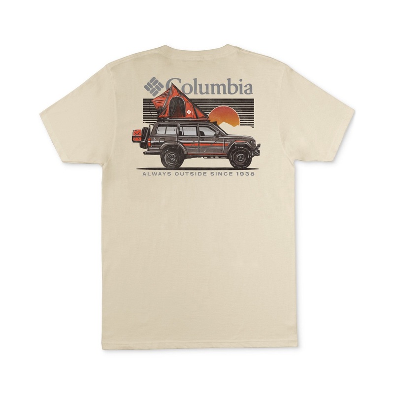 Columbia Men Regular fit Short Sleeve Graphic T-Shirt Shirt XL Beige Solid