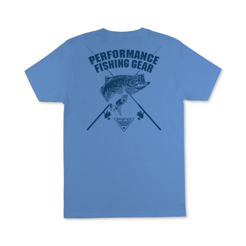 Columbia Men Regular fit Short Sleeve Graphic T-Shirt Shirt XL Blue Solid