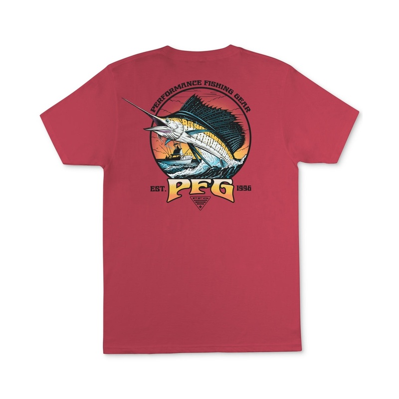 Columbia Men Regular fit Short Sleeve Graphic T-Shirt Shirt XL Pink Solid
