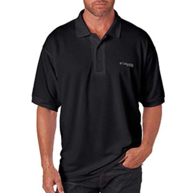 Columbia Men Regular fit Short Sleeve Polo Shirt Medium Black Solid