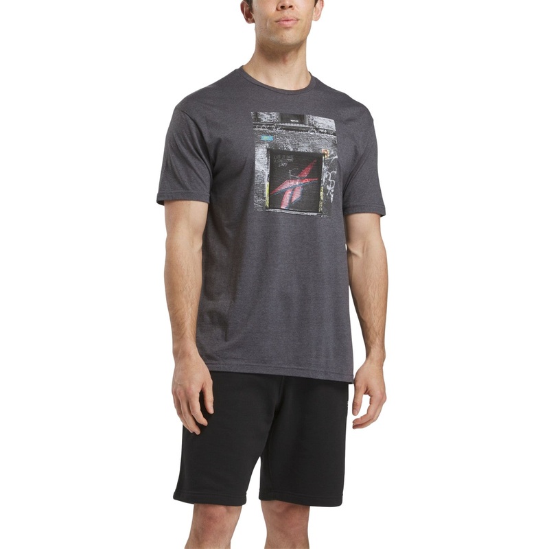 Reebok Mens Regular fit Short Sleeve Graphic T-Shirt Shirt XL Grey Solid