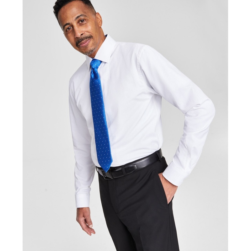 Tayion Collection Men Slim fit Long Sleeve Button-Up Shirt Medium White Solid