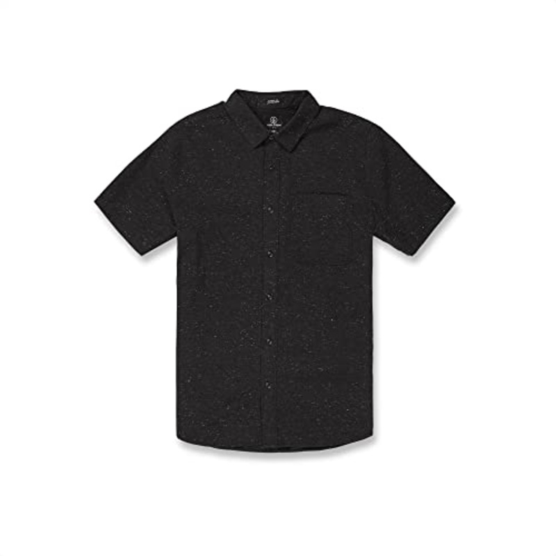 Volcom Men Regular fit Short Sleeve Button-Up Shirt Large Black