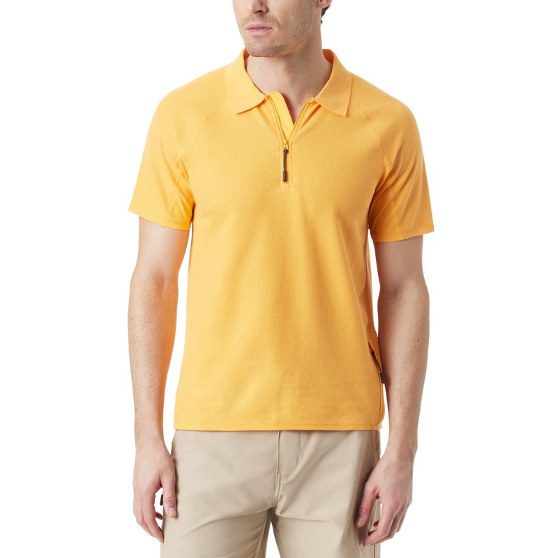 Bass Outdoor Men Classic fit Short Sleeve Polo Shirt Large Orange Solid