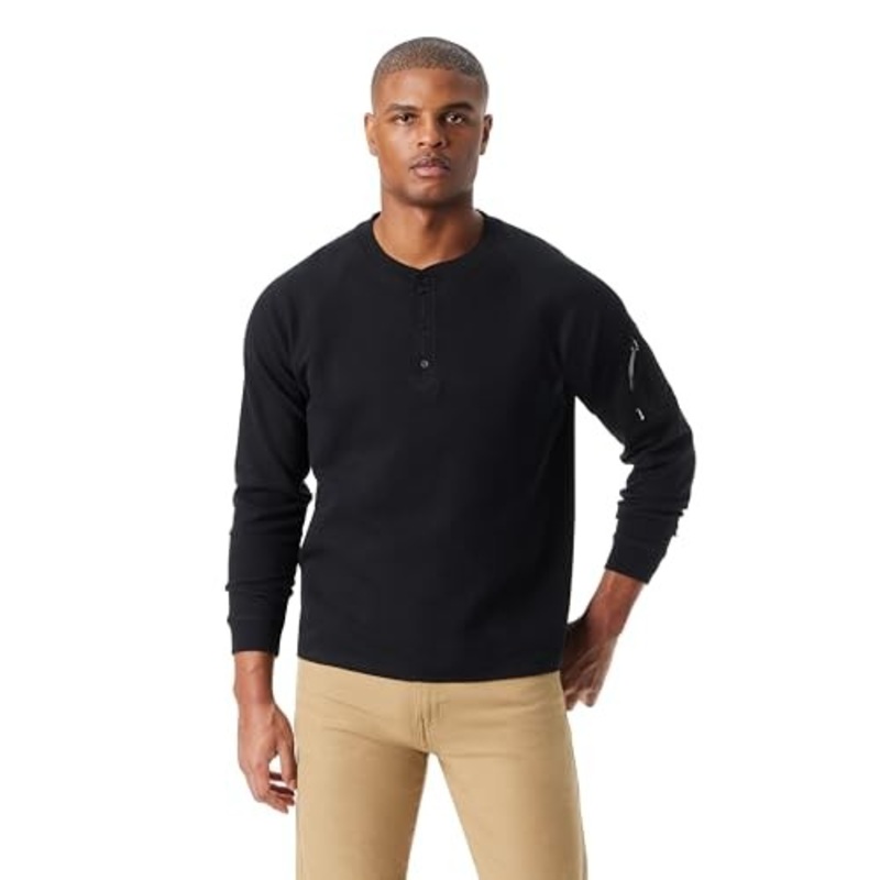 Bass Outdoor Men Relaxed fit Long Sleeve T-Shirt Shirt Large Black Solid
