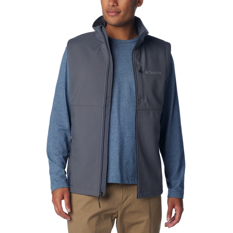 Columbia Men Regular fit Full Zip Soft Shell Vest Large Grey Solid