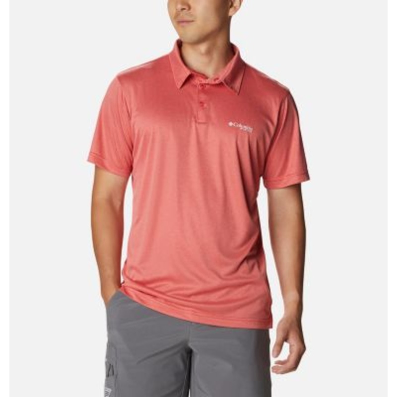 Columbia Men Regular fit Short Sleeve Polo Shirt Large Pink Solid