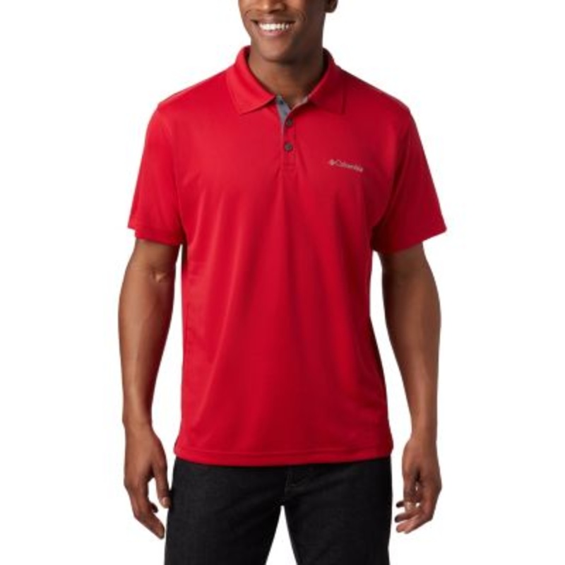 Columbia Men Regular fit Short Sleeve Polo Shirt Large Red Solid