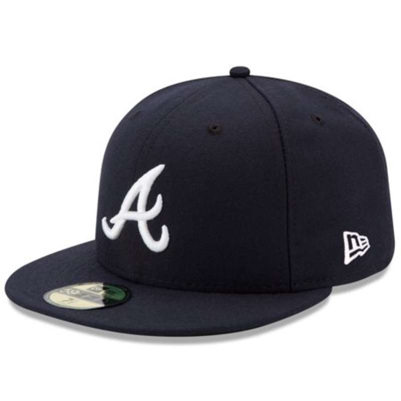 New Era Officially Licensed MLB New Era Road Authentic Fitted Hat Braves 7 1/2