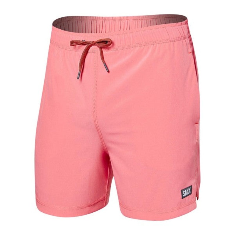 Saxx Mens Regular fit Oh Buoy 2N1 Swim Trunks Swimwear Large  Pink Solid