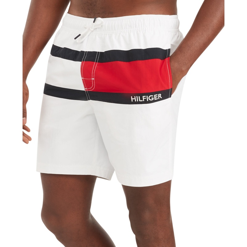 Tommy Hilfiger Mens Regular fit Swim Trunks Swimwear XL / 7 White Solid