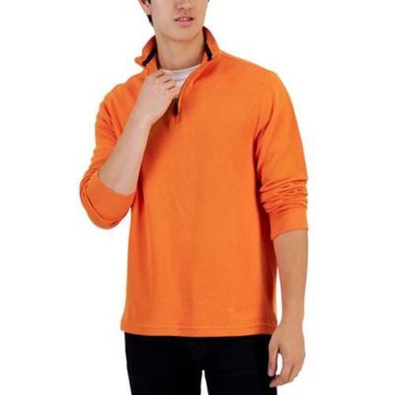 Club Room Classic-Fit French Rib Quarter-Zip Sweater Roasted Pumpkin 2XL