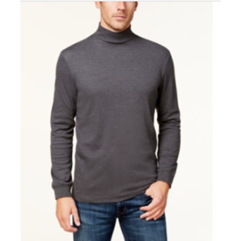 Club Room Men's Solid Mock-Neck Shirt Charcoal Heather Small