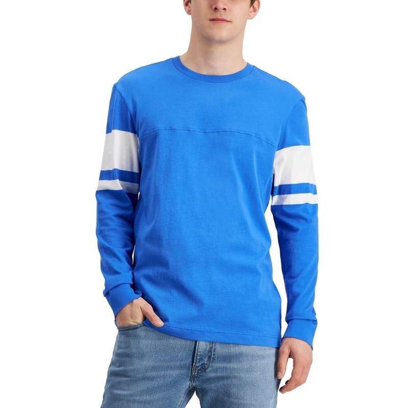 Club Room Mens Football Long Sleeve T-Shirt Palace Blue 2XL