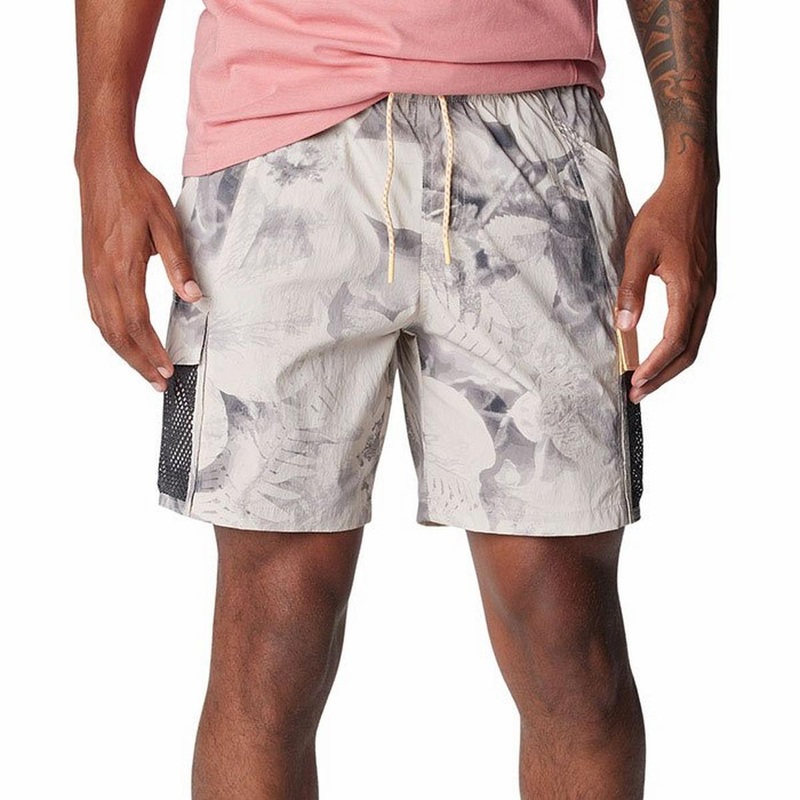 Columbia Mens Regular fit Drawstring Painted Peak Shorts Large  / 7 Grey Solid