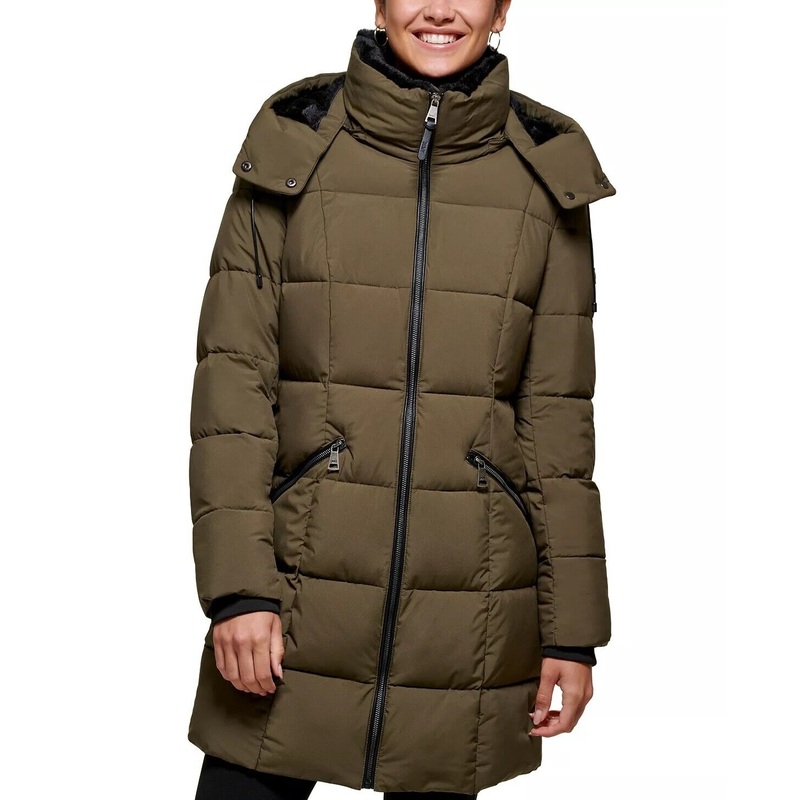 DKNY Women's Puffer Coat Loden Green XXL