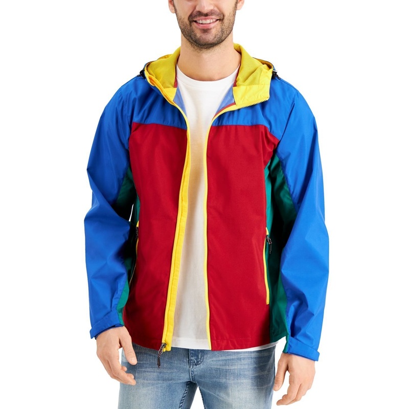 Hawke & Co. Men's All-Season Lightweight Stretch Hooded Rain Jacket XL Bright