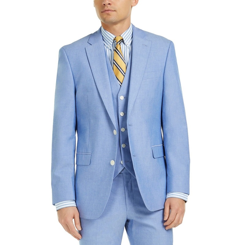 Tommy Hilfiger Men's Modern-Fit Flex Stretch Chambray Sport Coat 41R Blue
