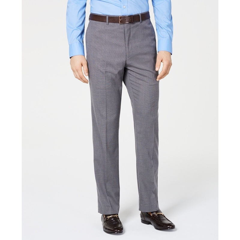Vince Camuto Slim Stretch Wrinkle-Resistant Gray Textured Dress Pants 30 X 32