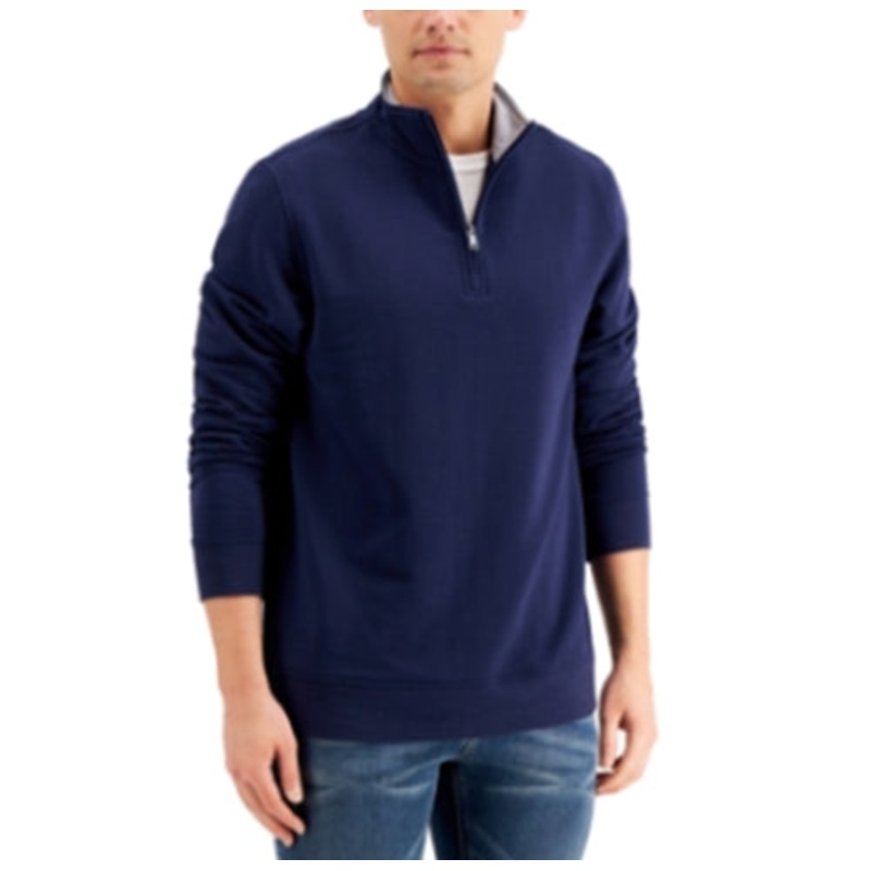 Club Room Men's Stretch Quarter-Zip Fleece Sweatshirt Navy Large