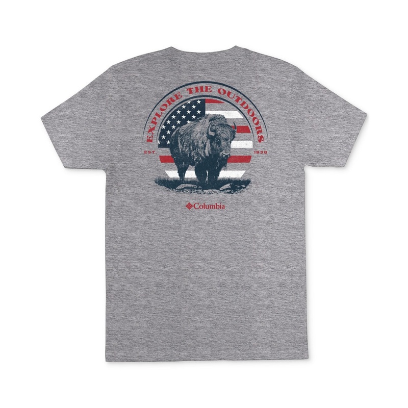 Columbia Men Regular fit Short Sleeve Graphic T-Shirt Shirt Small Grey Solid