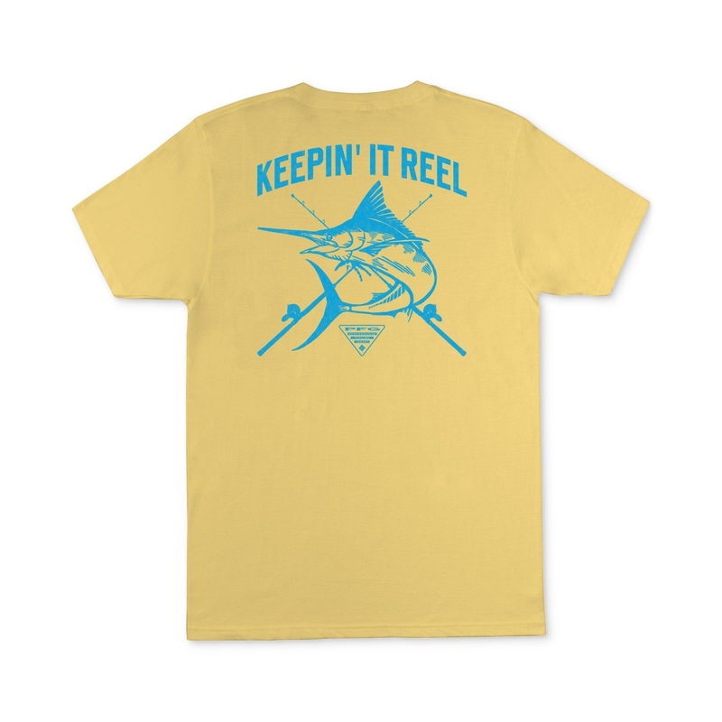 Columbia Men Regular fit Short Sleeve Graphic T-Shirt Shirt Small Yellow Solid