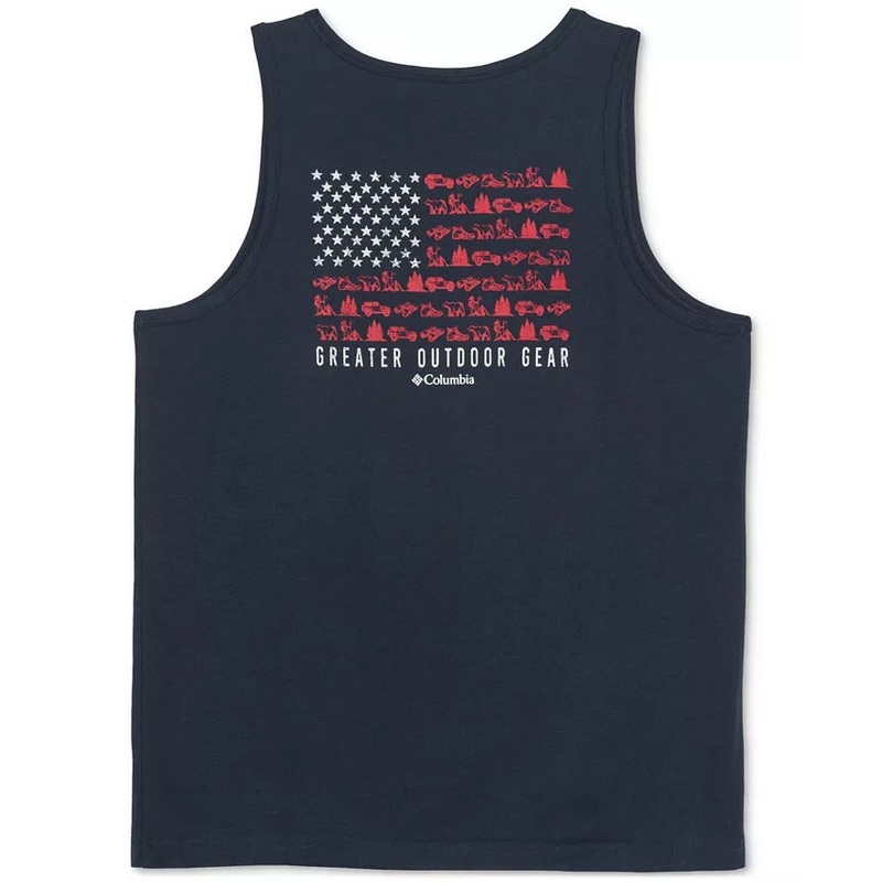 Columbia Men's Logo Flag Graphic Tank Top Small Columbia Navy Blue