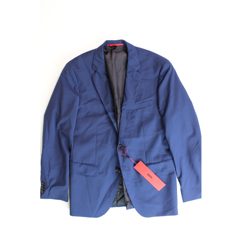 Hugo Boss Jeffrey Modern Fit Stepweave Suit Jacket 40L Blue Sport Coat Wool