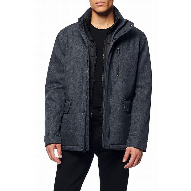 Marc New York Men's Mullins Melange Tech Funnel Collar Jacket Large Blue