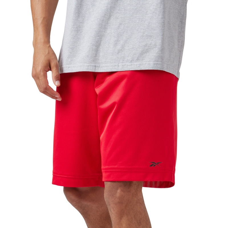 Reebok Mens Regular fit Mesh Basketball Shorts XXL / 11 Red Solid