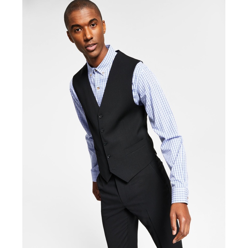 Tommy Hilfiger Men Modern fit Button-Up Suit Vest XL Black Stretch