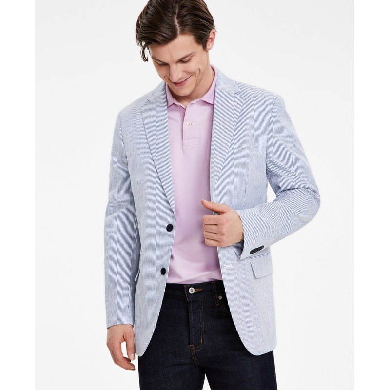 Tommy Hilfiger Mens Modern fit Sport Coat Blazer 46 R Blue Striped