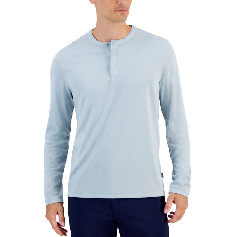 Alfani Men Regular fit Long Sleeve T-Shirt Shirt Medium Blue Solid