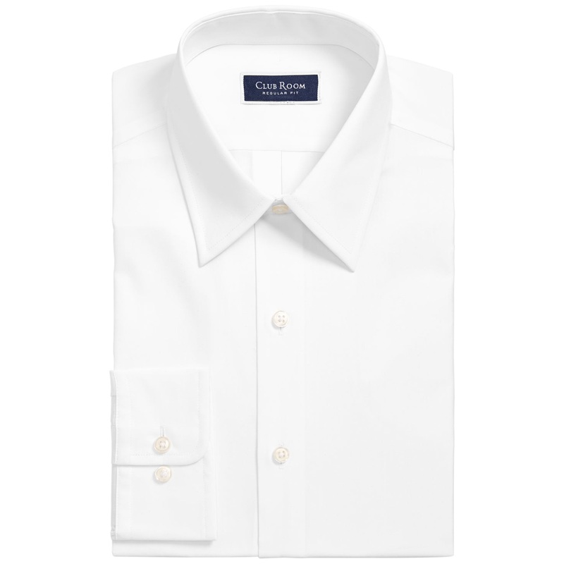 Club Room Men Regular fit Long Sleeve Button-Up Shirt Small White Solid