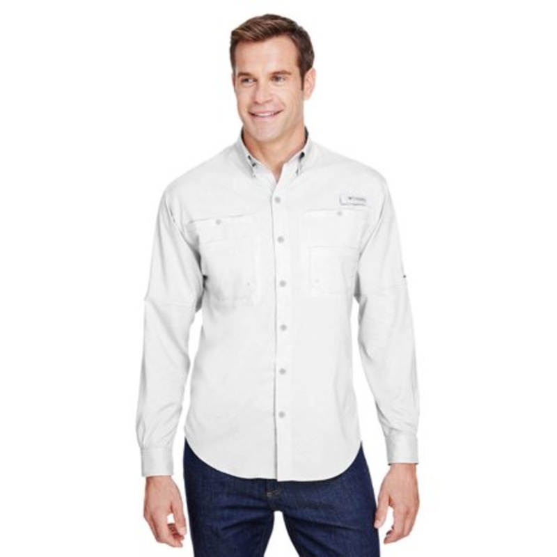 Columbia Men Classic fit Long Sleeve Button-Up Shirt XL White Solid