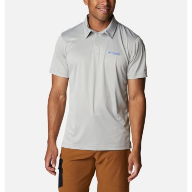 Columbia Men Classic fit Short Sleeve Polo Shirt XL Grey Solid