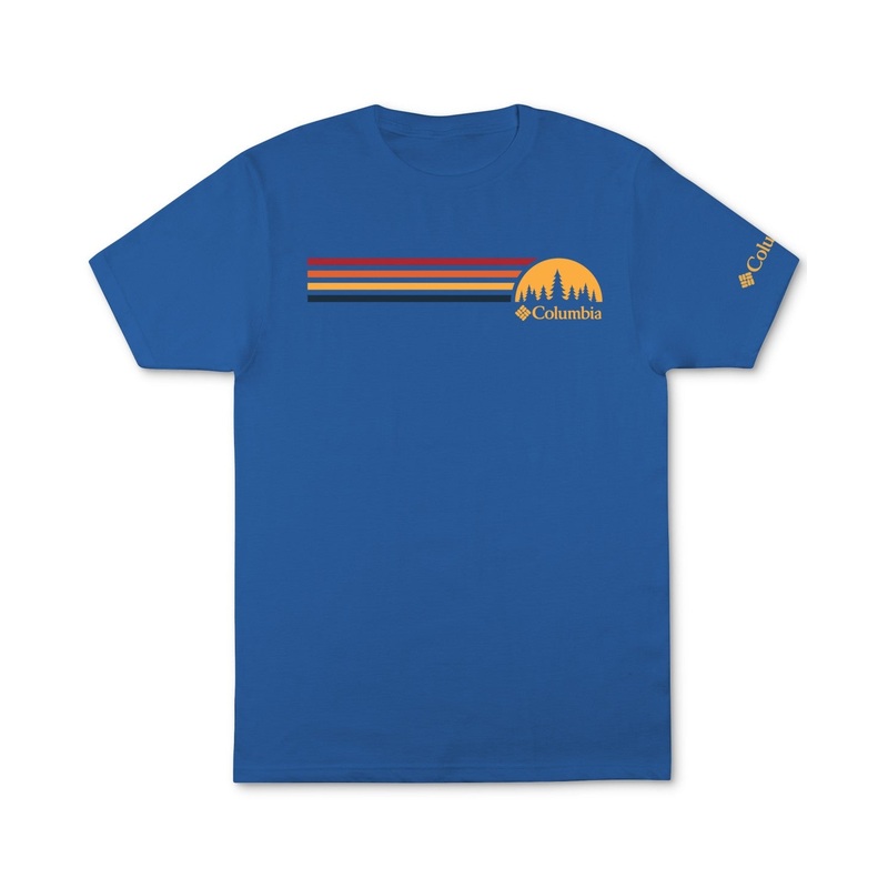 Columbia Men Regular fit Short Sleeve T-Shirt Shirt Large Blue Solid