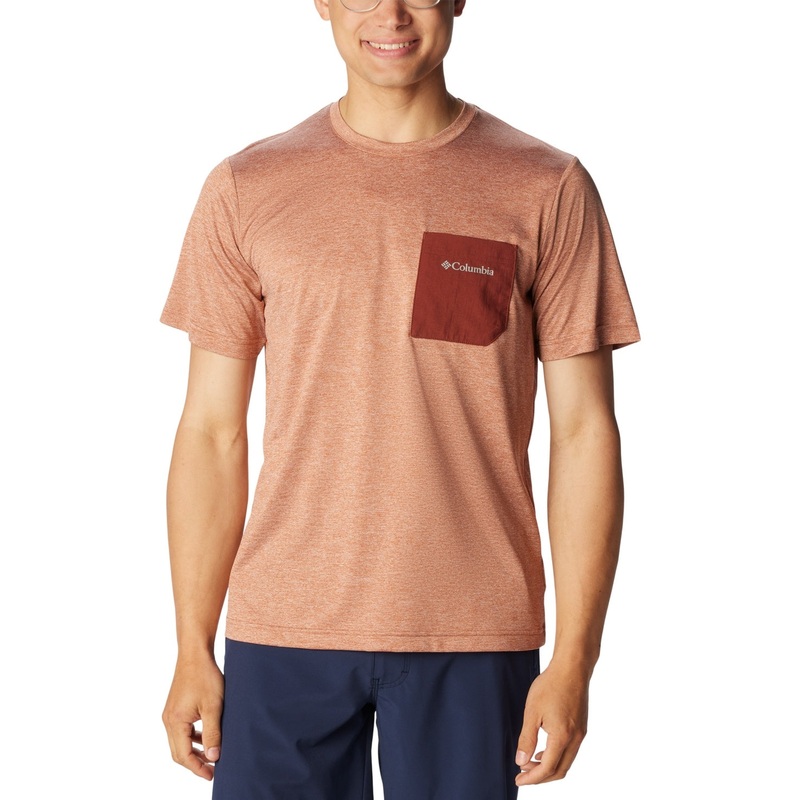 Columbia Men Regular fit Short Sleeve T-Shirt Shirt Large Brown