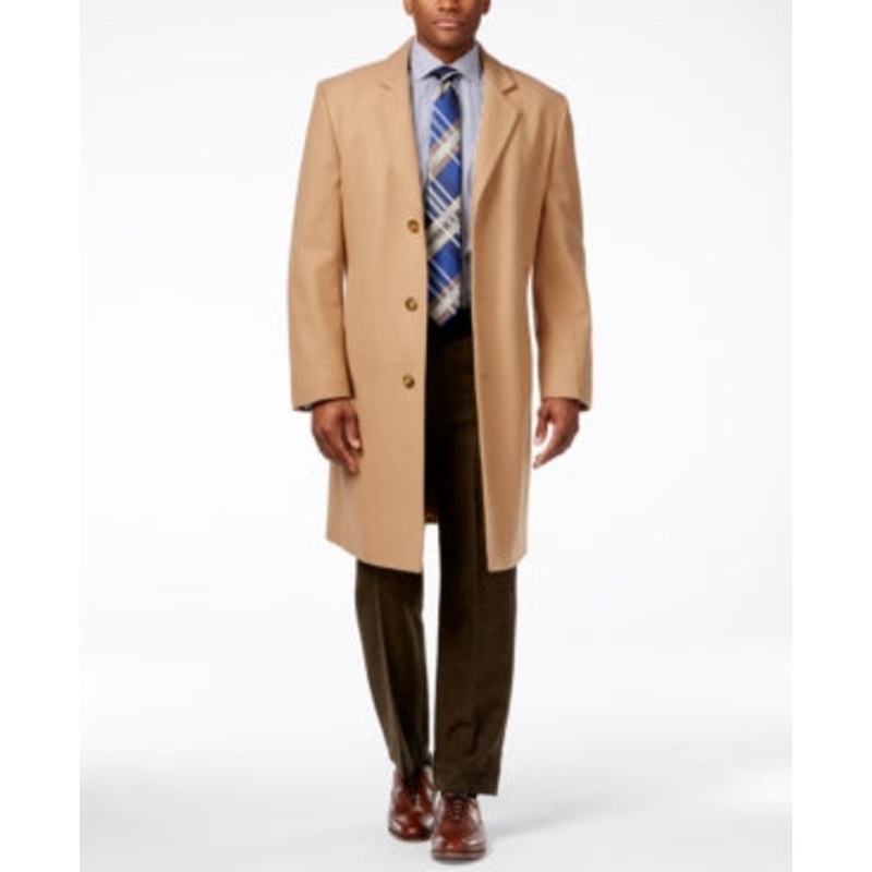 London Fog Mens Classic fit Overcoat Coat 42 S Beige Solid