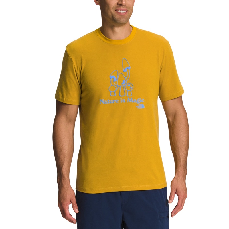 The North Face Men Regular fit Short Sleeve T-Shirt Shirt Small Yellow Solid
