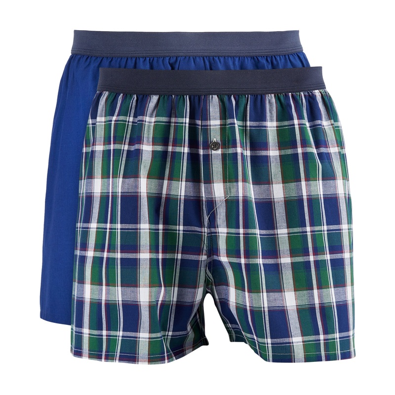 Club Room Mens 2 pk Patterned Solid Boxers Shorts Blue Large