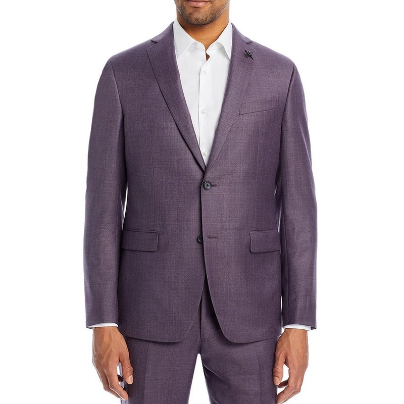 John Varvatos Star Usa Mens Sharkskin Slim Fit Sport Coat Blazer Purple  44R