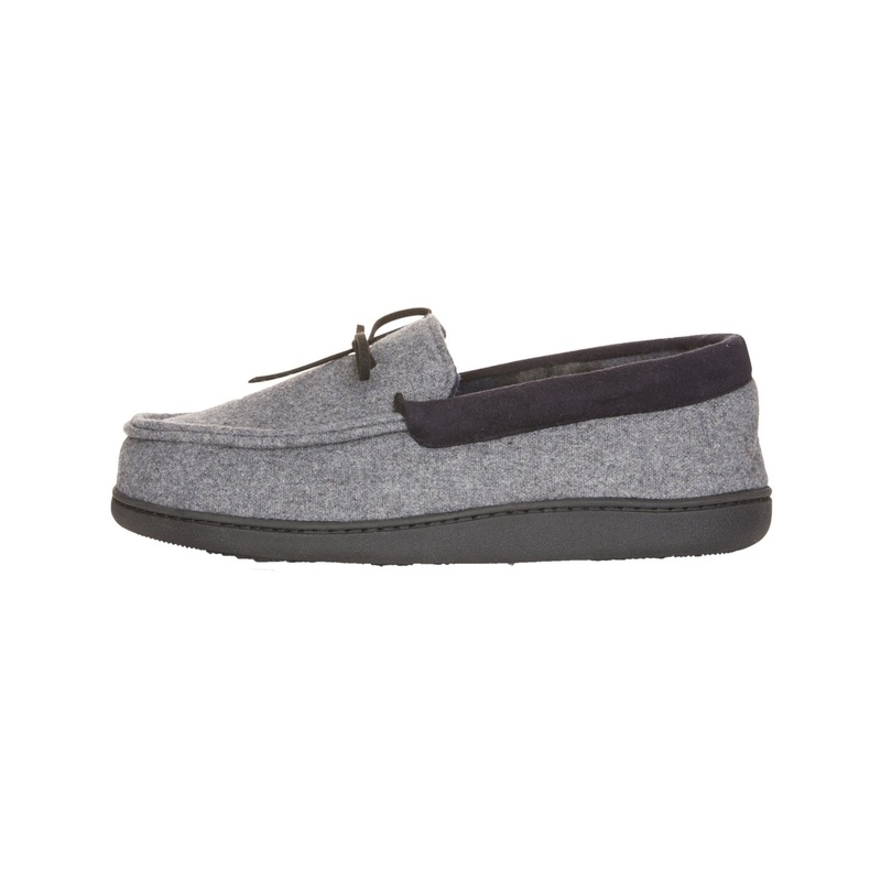 Khombu Men's Microsuede Bow Slippers Grey Large 10 to 11