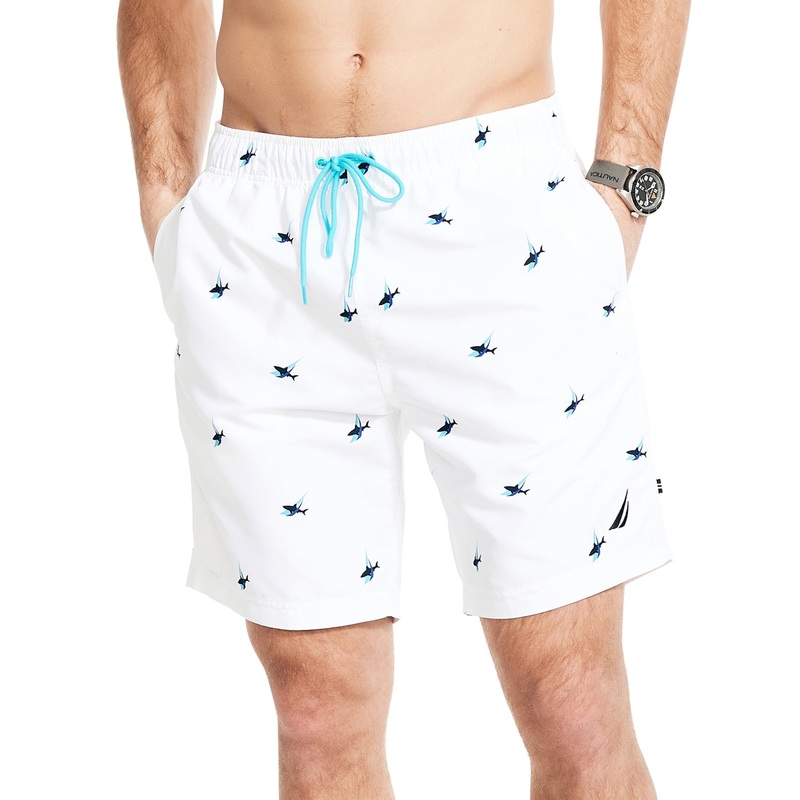 Nautica Mens Regular fit Swim Trunks Swimwear Medium / 8 White