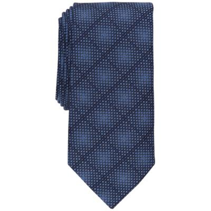 Perry Ellis Mens Necktie Wheatley Geometric Print Navy Blue Tie OS