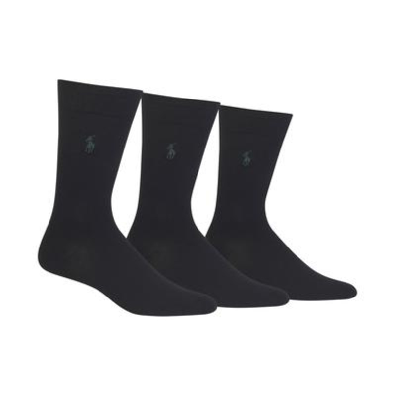 Polo Ralph Lauren 3 Pack Viscose Black Dress Socks One Size